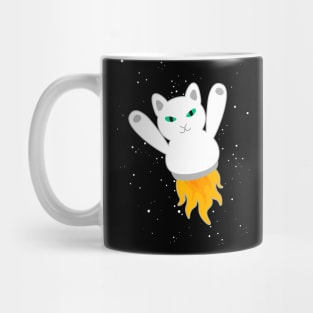 White Rocket Cat Mug